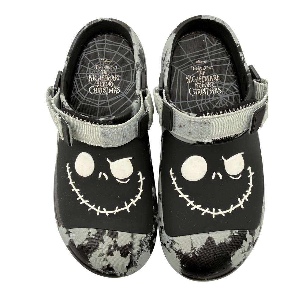 Ground Up Clogs Mens 12 Black Nightmare Before Christmas Jack Skellington